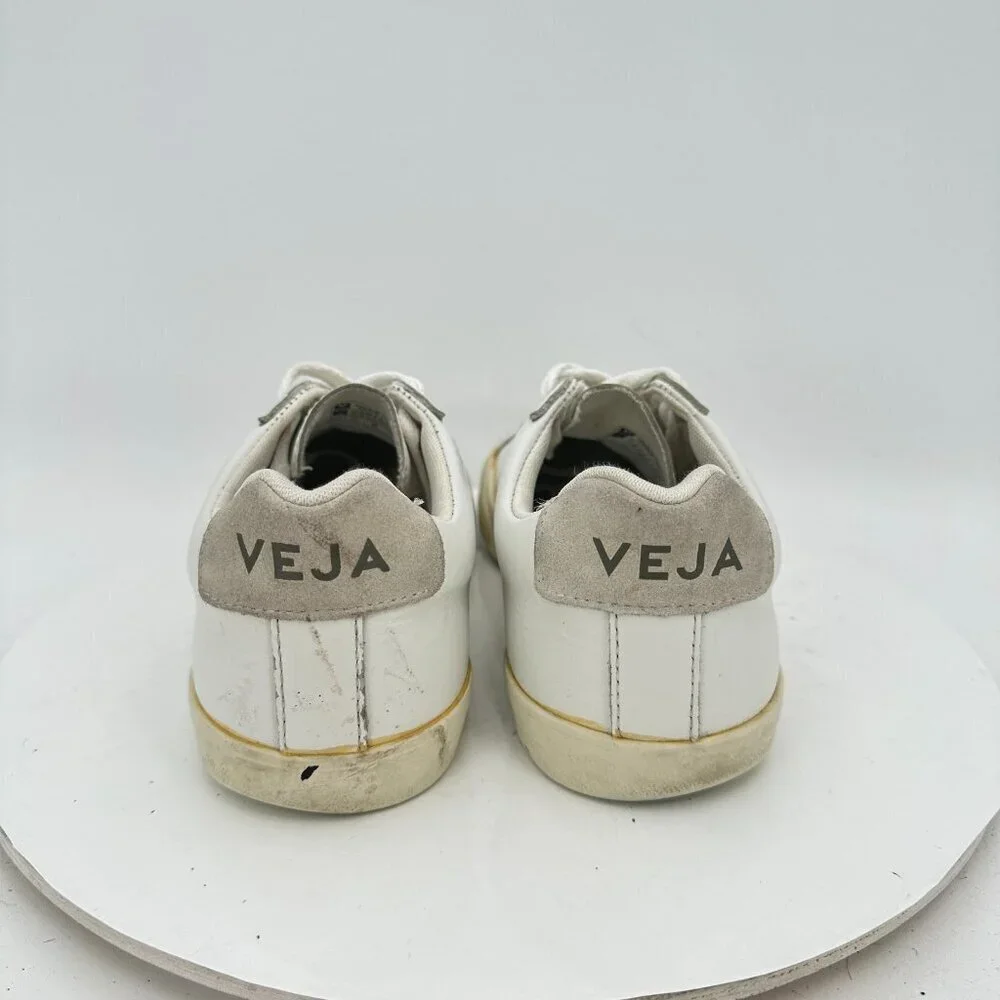 Veja Esplar Women Size 8 Extra White Leather V stitch Logo Lace Up Training Shoe - Picture 5 of 11